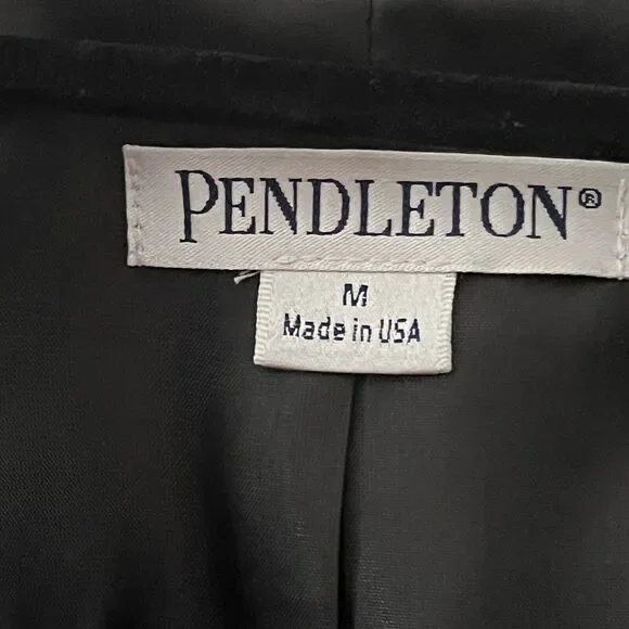 Pendleton Jacket SZ M  Hounds Tooth Black Cream Wool / Lamb Academia Classic - Picture 9 of 12